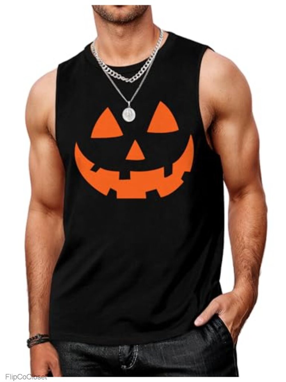 Mens Halloween Tank Top Sleeveless Workout Muscle Shirt Graphic Ghosts Pumpkins